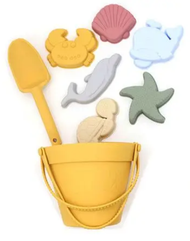 Beach and Sand Bucket and Mould Set Toys – Silicone – 8 Pieces