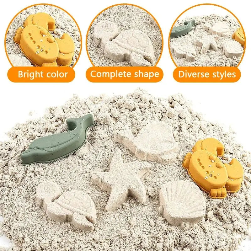 Beach and Sand Bucket and Mould Set Toys – Silicone – 8 Pieces
