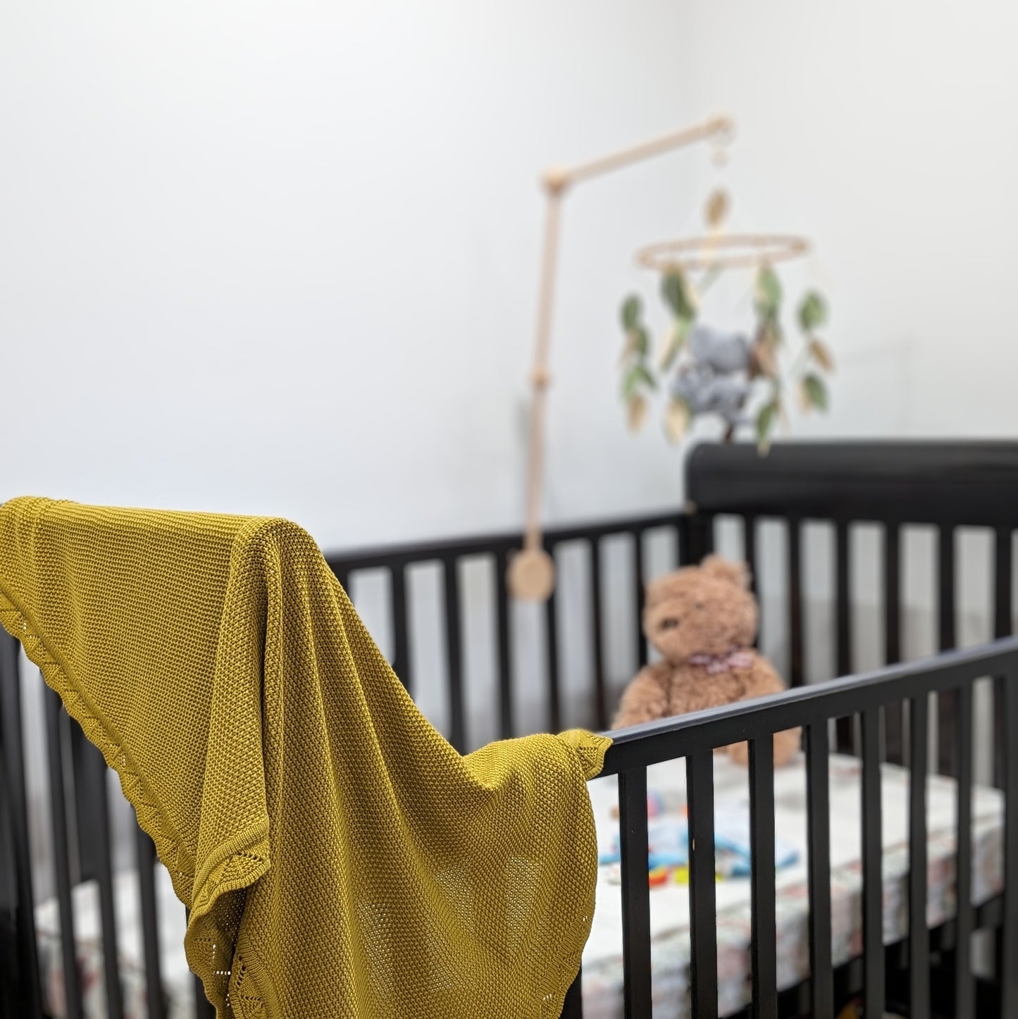 Mustard – Knitted Blanket – 100% Organic Cotton