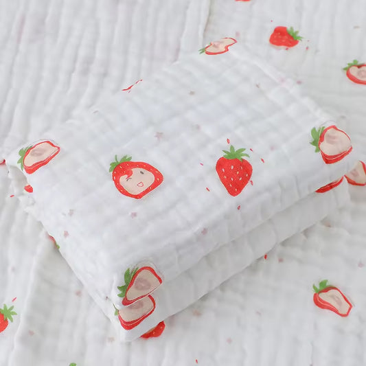 Strawberry – Organic Cotton Muslin Swaddle Wrap
