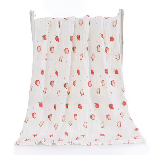 Strawberry – Organic Cotton Muslin Swaddle Wrap