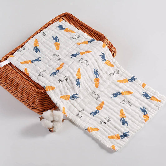 3 Pack – Carrot & Little Bunny – 6 Layers Muslin Burp Cloth – 100% Organic Cotton