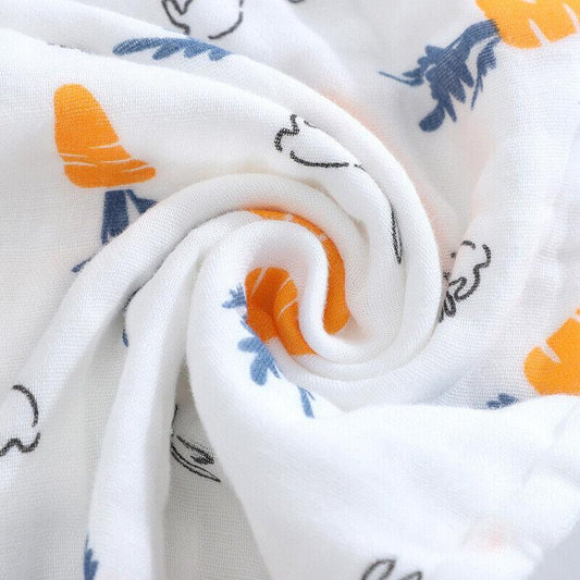 3 Pack – Carrot & Little Bunny – 6 Layers Muslin Burp Cloth – 100% Organic Cotton