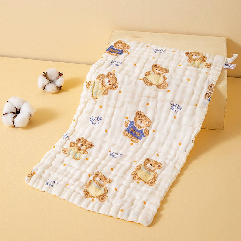 3 Pack – Cute Bear – 6 Layers Muslin Burp Cloth – 100% Organic Cotton