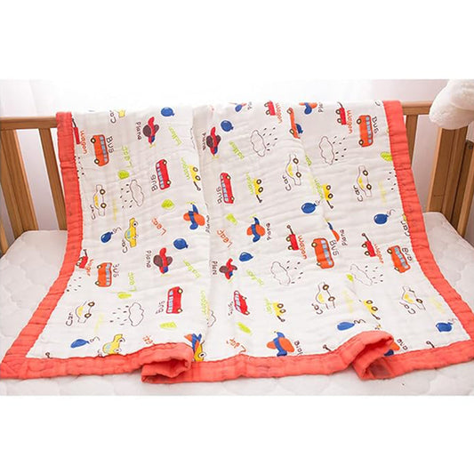 Bus, Wagon, Car, Plane – 6 Layers Muslin Blanket – 100% Organic Cotton