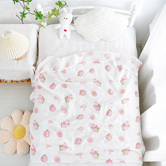 Peach & Little Bunny – Muslin Wrap – 100% Organic Cotton