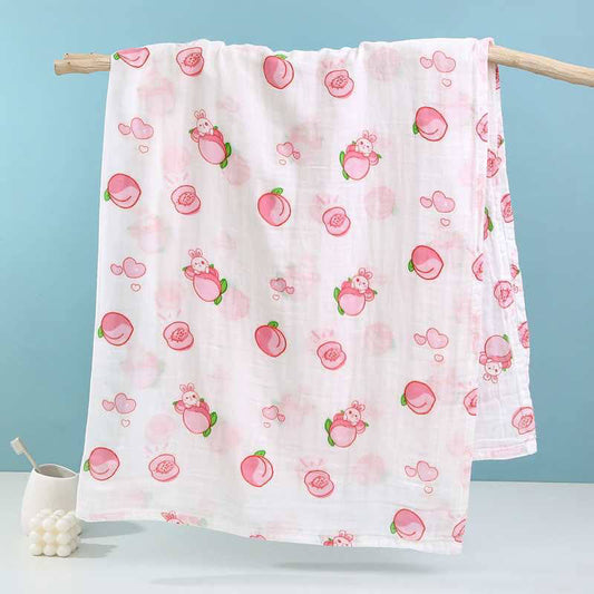 Peach & Little Bunny – Muslin Wrap – 100% Organic Cotton