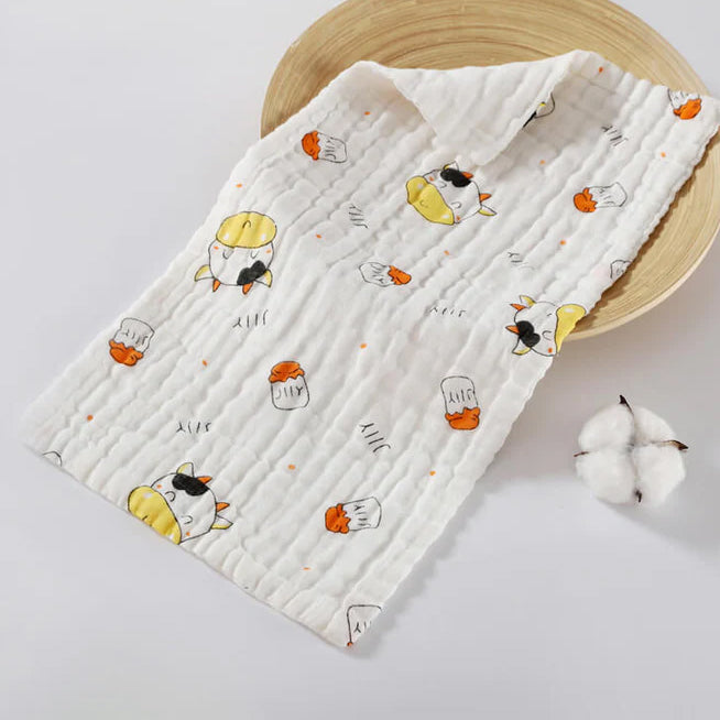 3 Pack – Cow & Milk Bottle – 6 Layers Muslin Burp Cloth – 100% Organic Cotton