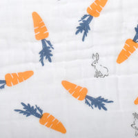 3 Pack – Carrot & Little Bunny – 6 Layers Muslin Burp Cloth – 100% Organic Cotton