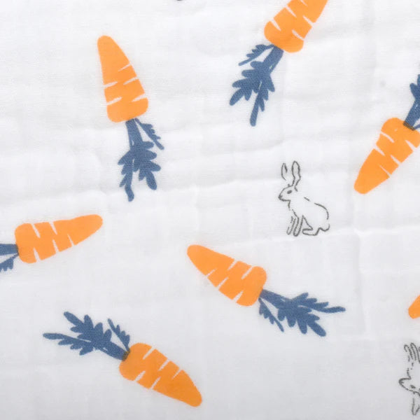 3 Pack – Carrot & Little Bunny – 6 Layers Muslin Burp Cloth – 100% Organic Cotton