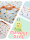 Carrot & Little Bunny - Bundle Deal - Muslin Blanket, Swaddle Wrap & Burp Cloth