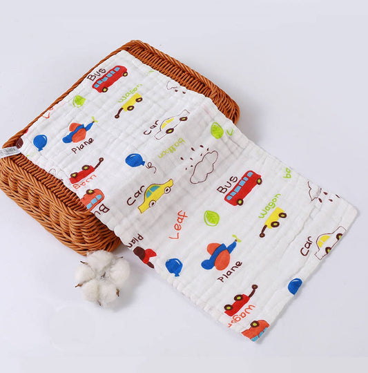 3 Pack – Bus, Wagon, Car, Plane – 6 Layers Muslin Burp Cloth – 100% Organic Cotton