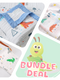 Dinosaur & Mountain - Bundle Deal - Muslin Blanket, Swaddle Wrap & Burp Cloth