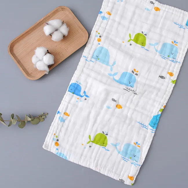 3 Pack – Ocean Friends – 6 Layers Muslin Burp Cloth – 100% Organic Cotton