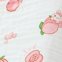 3 Pack – Peach & Little Bunny – 6 Layers Muslin Burp Cloth – 100% Organic Cotton