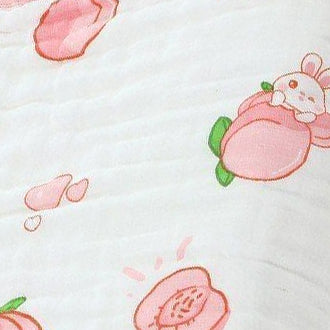 3 Pack – Peach & Little Bunny – 6 Layers Muslin Burp Cloth – 100% Organic Cotton