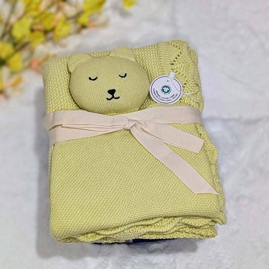 Apple Green Knitted Blanket & Security Comforter Set - Bubup by Bub2Kids