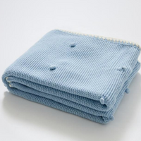 Baby Blue – Premium Knitted Blanket – 100% Organic Cotton