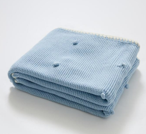 Baby Blue – Premium Knitted Blanket – 100% Organic Cotton