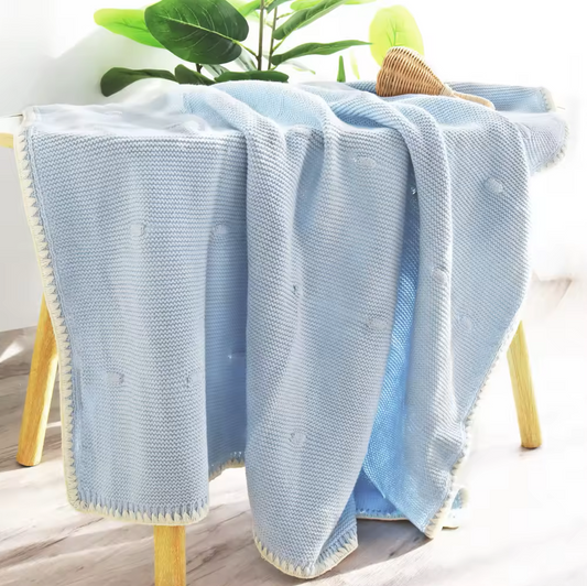 Baby Blue – Premium Knitted Blanket – 100% Organic Cotton