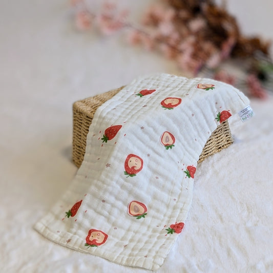 3 Pack – Strawberry – 6 Layers Muslin Burp Cloth – 100% Organic Cotton