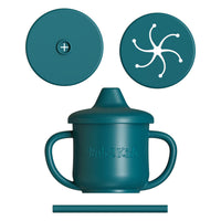 Silicone Sippy Cup, Snack Cup, and Straw Cup 3-in-1 Set - Teal Appeal