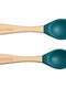 Silicone Spoon and Fork Set with Wooden Handles - Teal Appeal