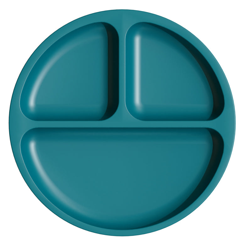 Silicone Suction Divided Plate - Teal Appeal