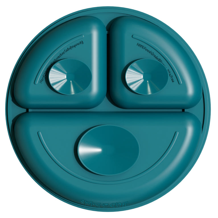 Silicone Suction Divided Plate - Teal Appeal