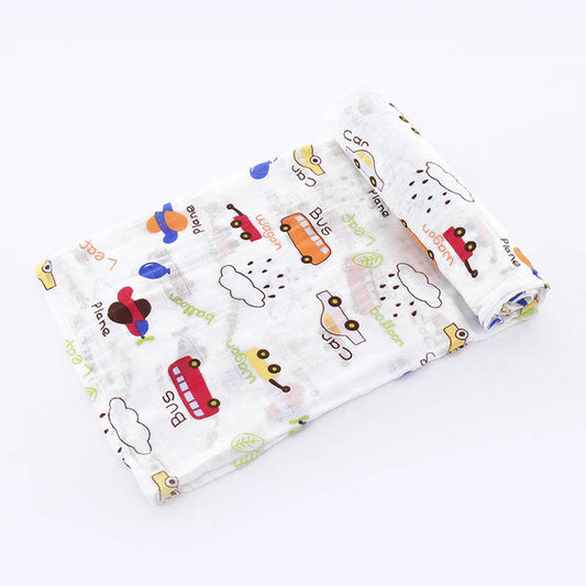 Bus, Wagon, Car, Plane – Muslin Wrap – 100% Organic Cotton