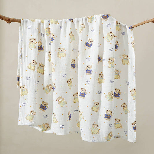 Cute Bear – Muslin Wrap – 100% Organic Cotton