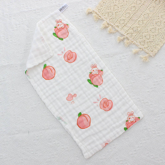 3 Pack – Peach & Little Bunny – 6 Layers Muslin Burp Cloth – 100% Organic Cotton