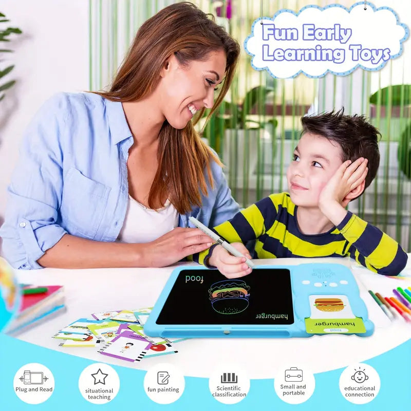 Talking Flash Cards & LCD Writing Tablet - 510 Words/ 255 Cards / 31 Themes - Blue