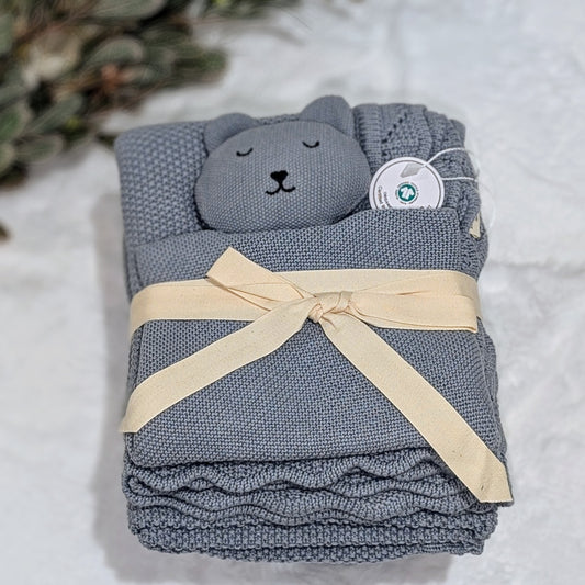 Grey Knitted Blanket & Security Comforter Set - Bubup by Bub2Kids