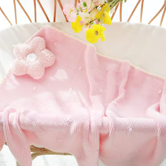 Baby Pink – Premium Knitted Blanket – 100% Organic Cotton