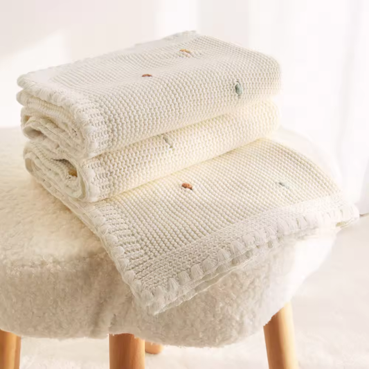 Milky White – Premium Knitted Blanket – 100% Organic Cotton