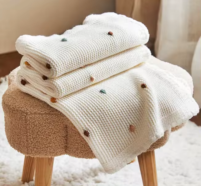 Milky White – Premium Knitted Blanket – 100% Organic Cotton