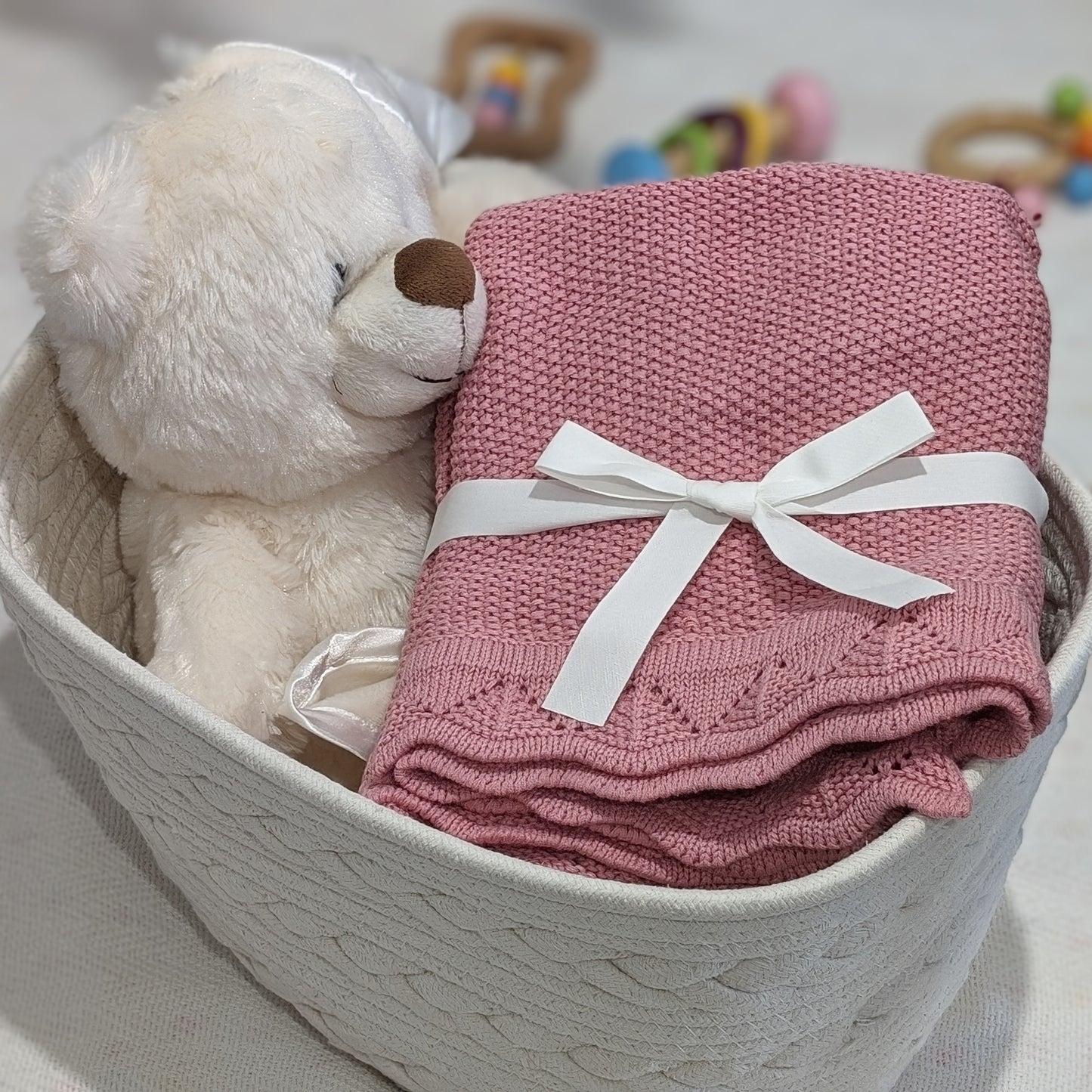 Rose Pink – Knitted Blanket – 100% Organic Cotton