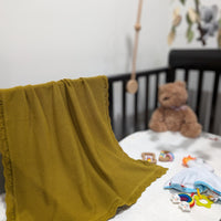 Mustard – Knitted Blanket – 100% Organic Cotton