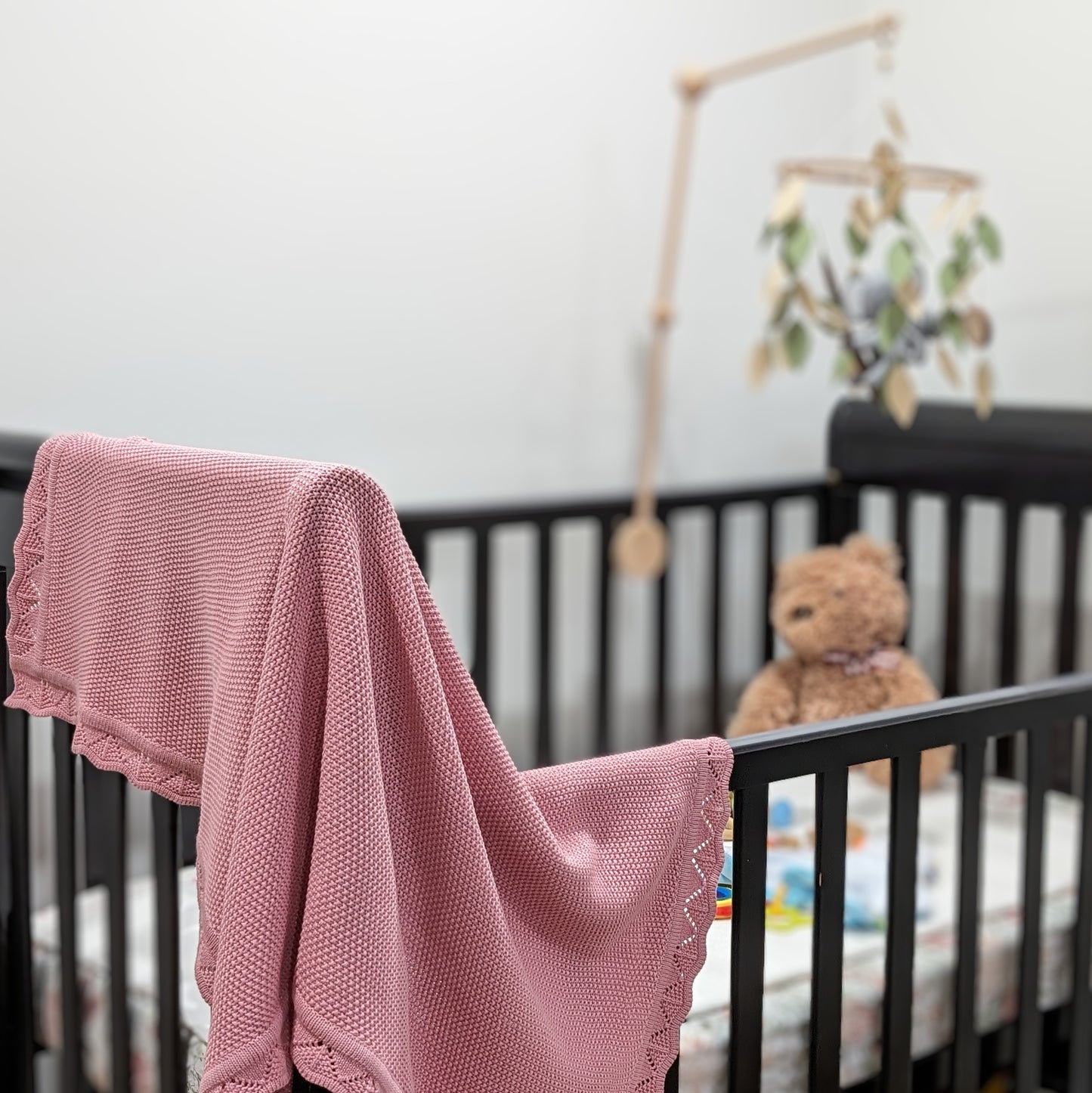 Rose Pink – Knitted Blanket – 100% Organic Cotton