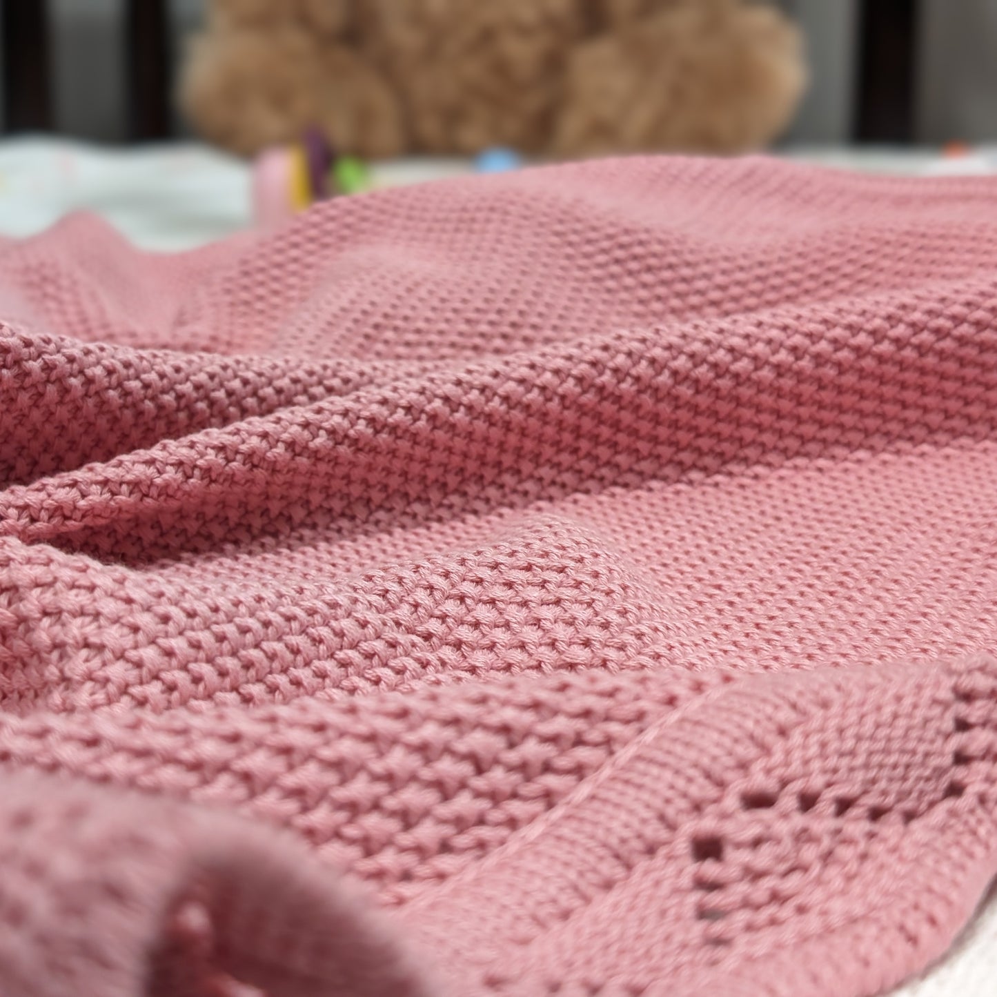 Rose Pink – Knitted Blanket – 100% Organic Cotton