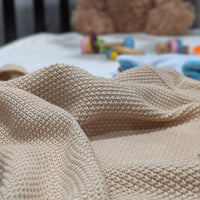 Beige – Knitted Blanket – 100% Organic Cotton