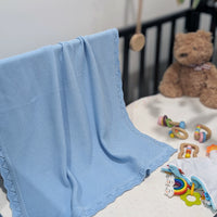 Blue – Knitted Blanket – 100% Organic Cotton