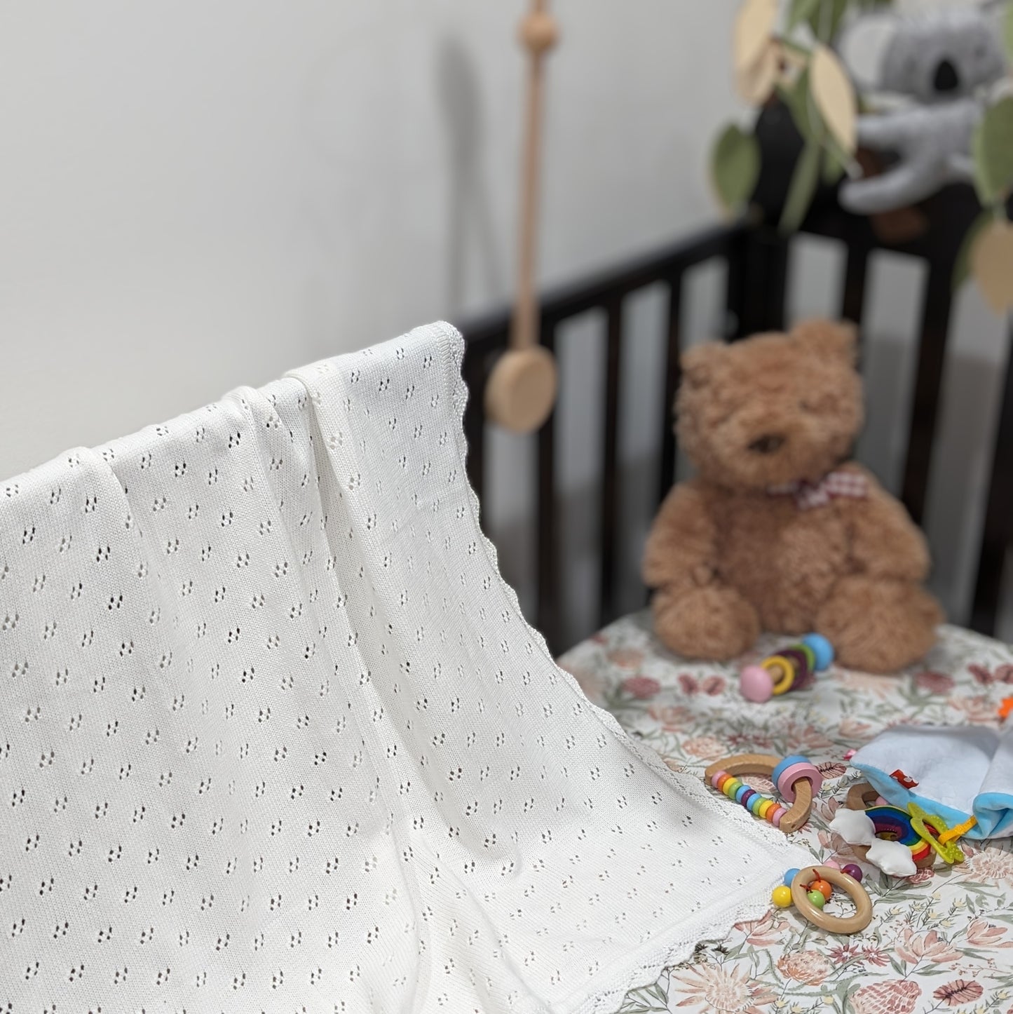 White – Knitted Blanket – 100% Organic Cotton