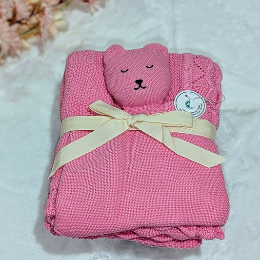 Pink Knitted Blanket & Security Comforter Set - Bubup by Bub2Kids