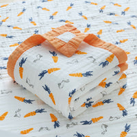 Carrot & Little Bunny - Bundle Deal - Muslin Blanket, Swaddle Wrap & Burp Cloth