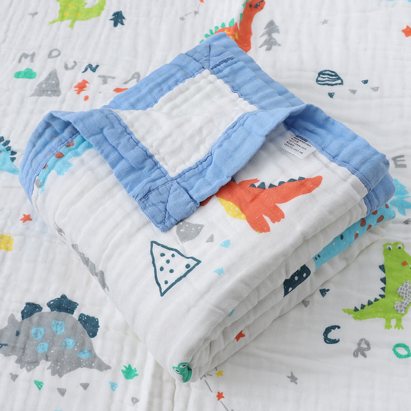 Dinosaur & Mountain – 6 Layers Muslin Blanket – 100% Organic Cotton