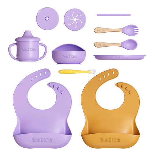 Complete Silicone Feeding Set 12 Piece - Purple Pop