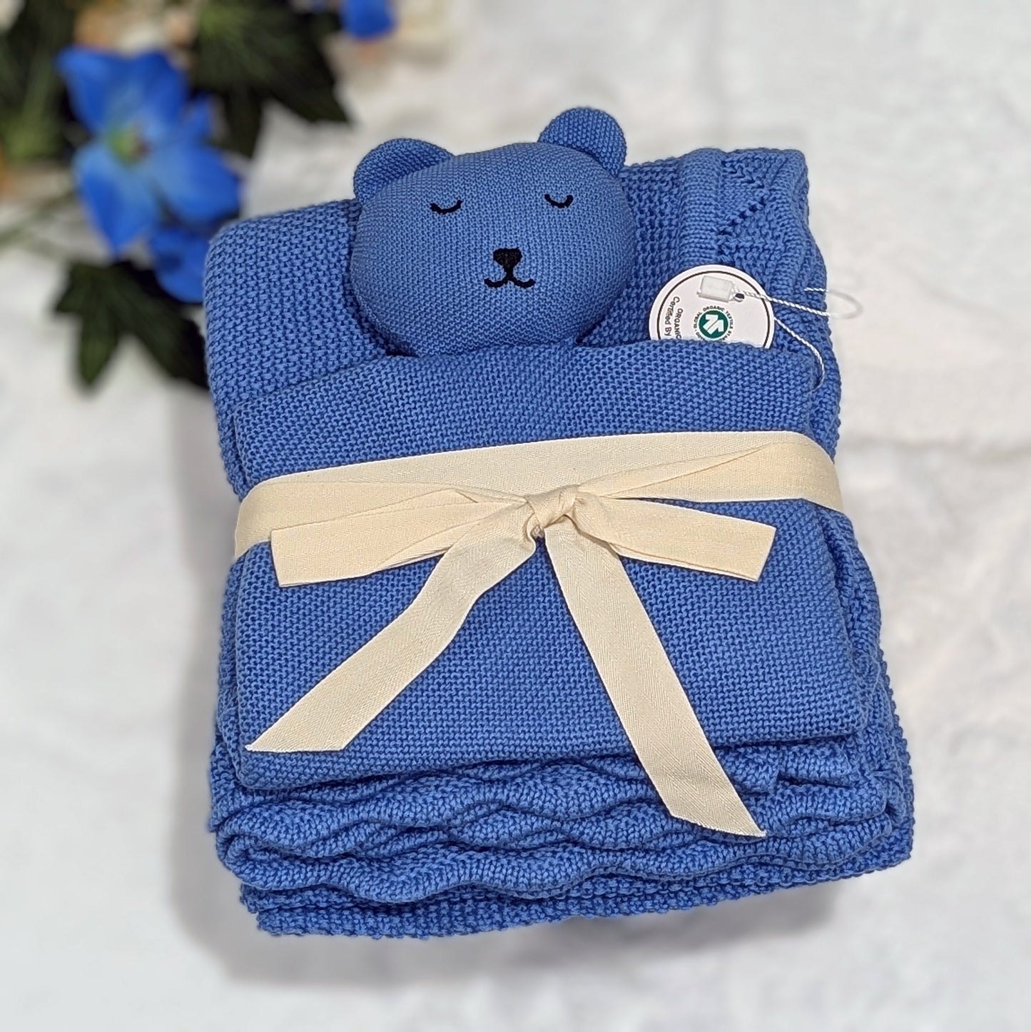 Royal Blue Knitted Blanket & Security Comforter Set - Bubup by Bub2Kids