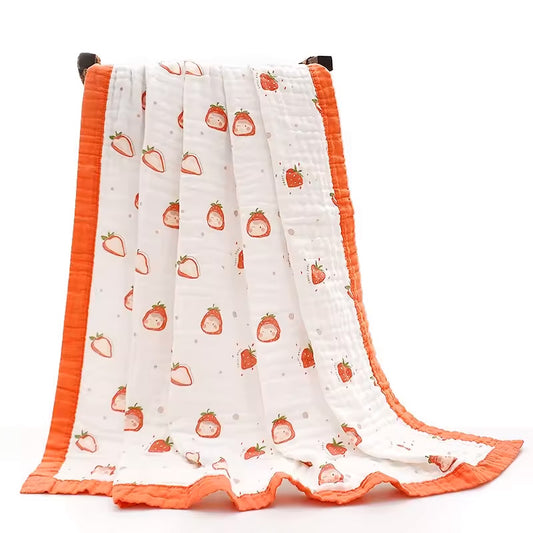 Strawberry – 6 Layers Muslin Blanket – 100% Organic Cotton